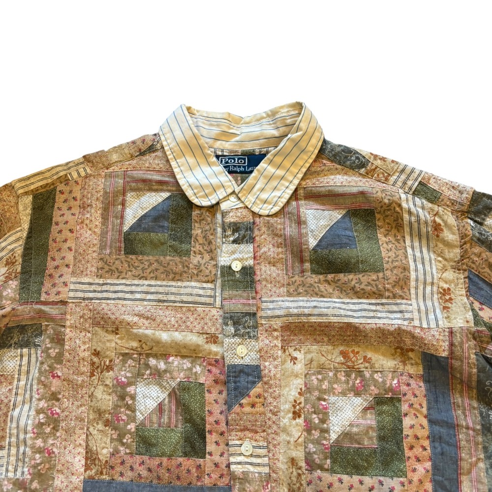 Polo Ralph Lauren Mens XL Patchwork Log Cabin Quilt Button Down Shirt Multicolor - Picture 2 of 11